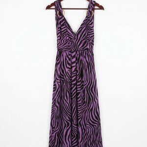 Fabulosity Purple & Black Zebra Print Maxi Dress - Size M